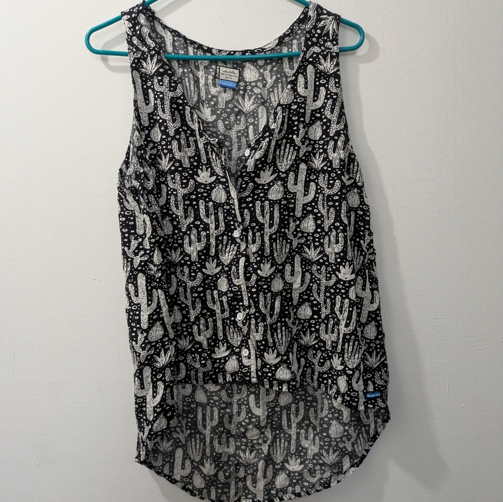 Kavu Beryl Top Cactus Print Hi Lo Sleeveless Top Women's Large